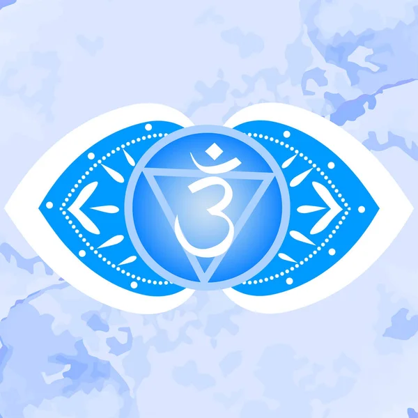 Vektor illustration med symbol Ajna-tredje Eye Chakra på prydnads bakgrund. Cirkel Mandala mönster. — Stock vektor