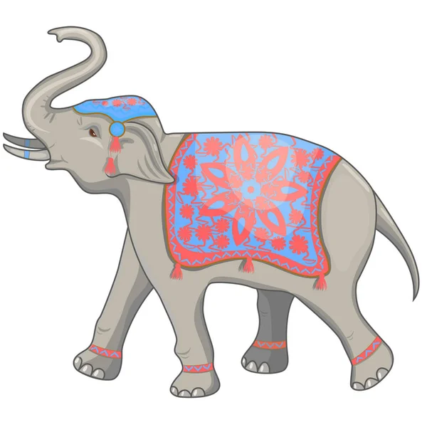 Indiai elefánt fesztivál vektor illusztráció. Elszigetelt fehér alapon. — Stock Vector