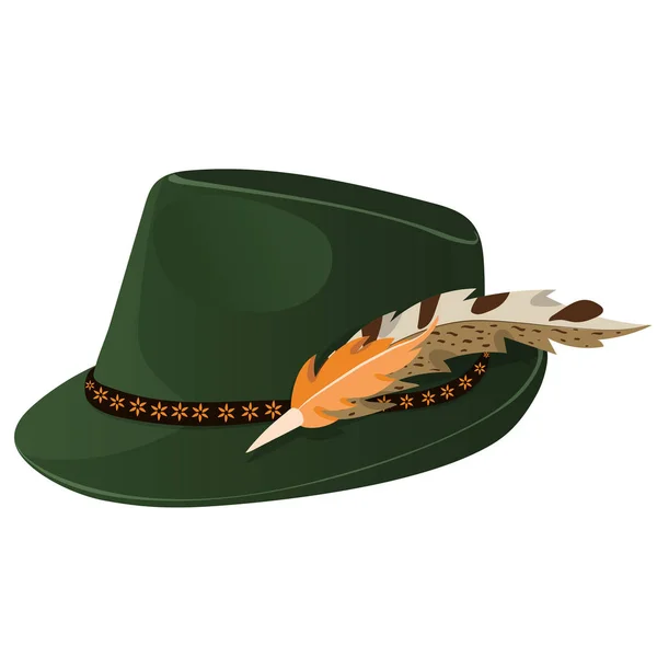 Chapeau bavarois de style Oktoberfest avec une plume. Illustration vectorielle . — Image vectorielle