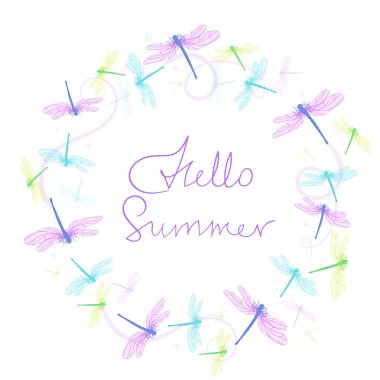 Yusufçukların yuvarlak çerçevesi. Beyaz arka planda yalıtılmış vektör çizimi.