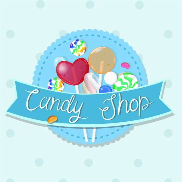 Emblema de la tienda de dulces. Emblema multicolor. Gráficos vectoriales . — Vector de stock