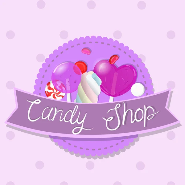 Candy shop emblem. Multicolor emblem. Vector graphics. — Stock Vector