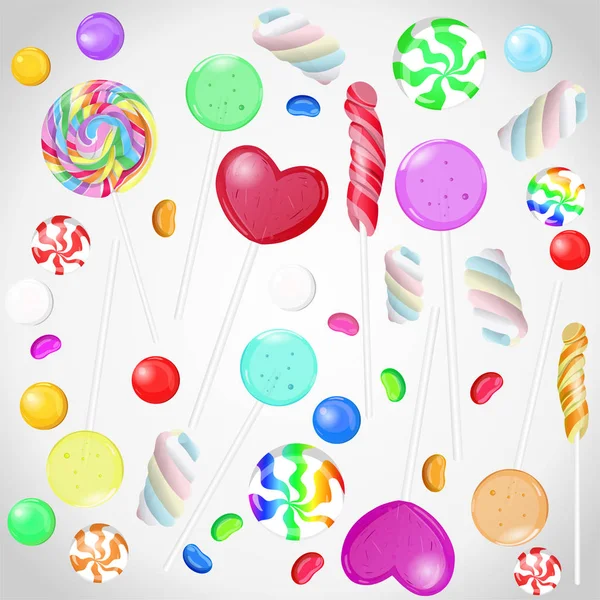 Colección de caramelos sobre fondo blanco aislado. Vector conjunto de candys . — Vector de stock