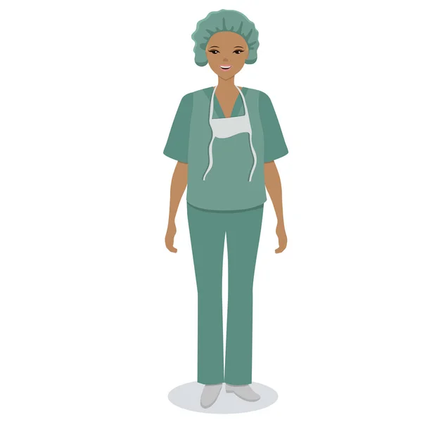 Enfermera médica aislada sobre fondo blanco. Imagen vectorial . — Vector de stock