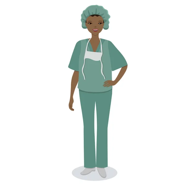 Enfermera médica aislada sobre fondo blanco. Imagen vectorial . — Vector de stock