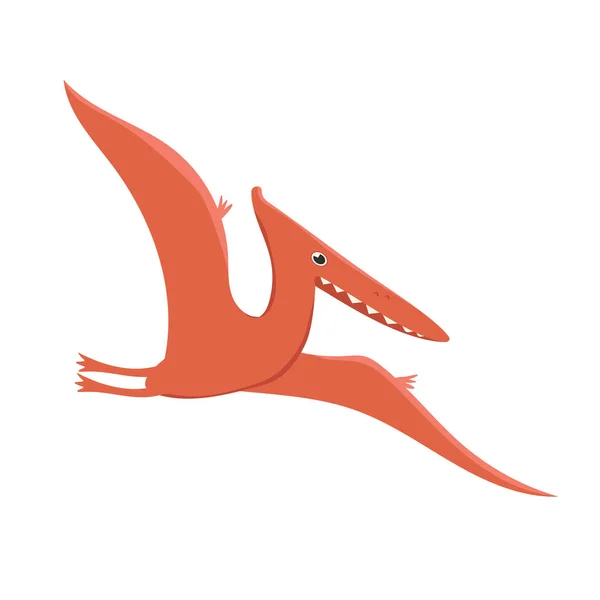 Dinosaurio terodáctilo en estilo de dibujos animados aislado sobre un fondo blanco. Gráficos vectoriales . — Archivo Imágenes Vectoriales