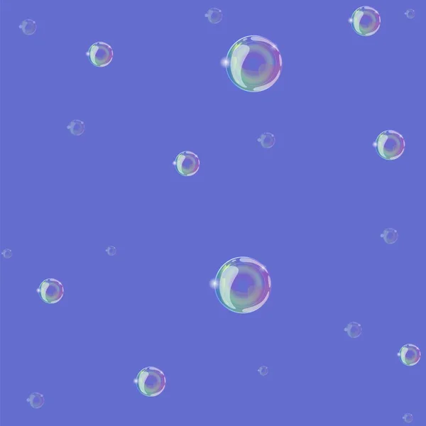 Bulles de savon sur un fond bleu motif sans couture. Graphiques vectoriels . — Image vectorielle