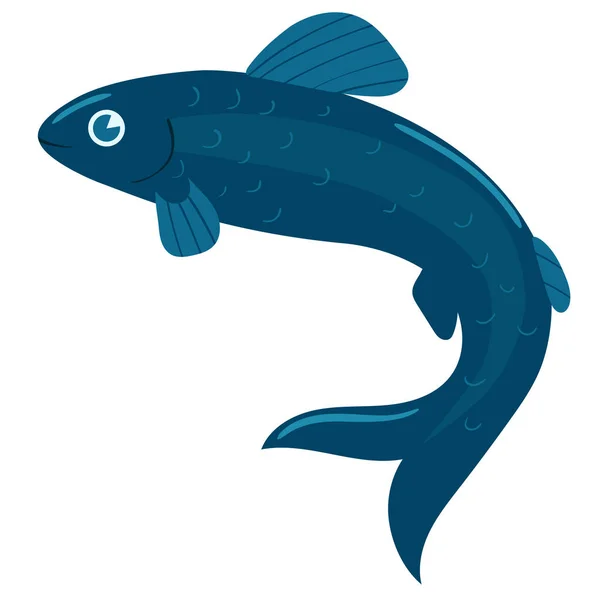 Il pesce è blu. Grafica vettoriale isolata su sfondo bianco . — Vettoriale Stock
