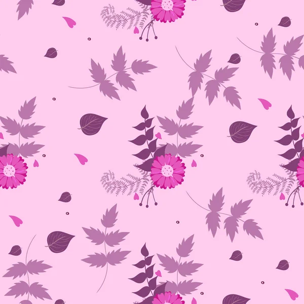 ピンクの背景にピンクの花シームレスなパターン。ベクトルグラフィックス. — ストックベクタ