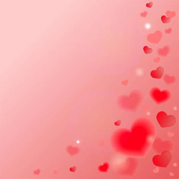 Κόκκινο-ροζ θόλωμα φόντο με καρδιές. Μοντέλο διανυσματικών καρτών. — Διανυσματικό Αρχείο