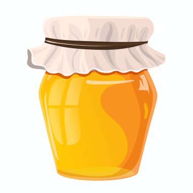 Bal kavanozu. Beyaz arka planda yalıtılmış vektör grafikleri.