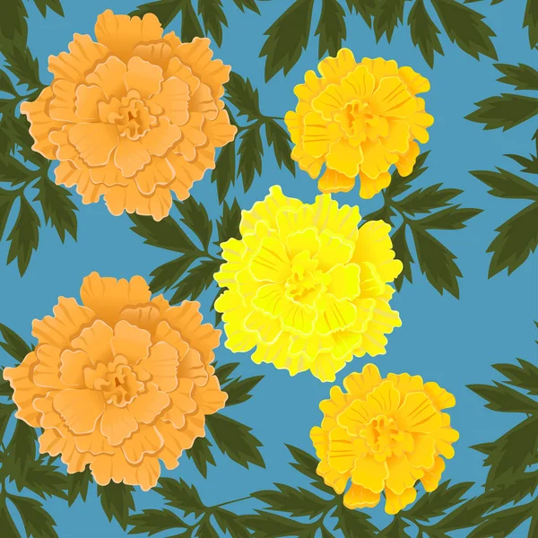 노란색과 오렌지 메리 골드와 원활한 패턴. 벡터 그래픽. — 스톡 벡터