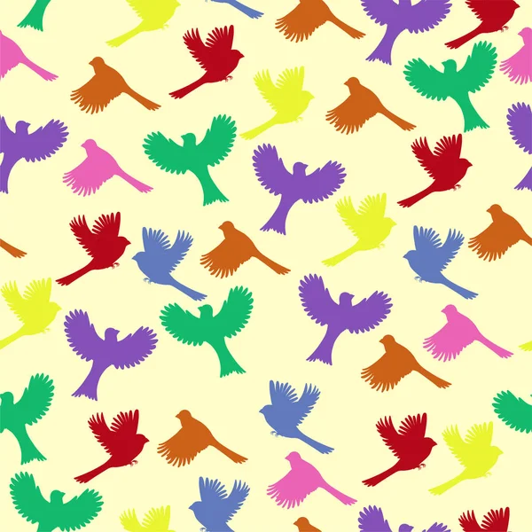 Seamless pattern with colorful birds. Vector graphics. — Stock Vector