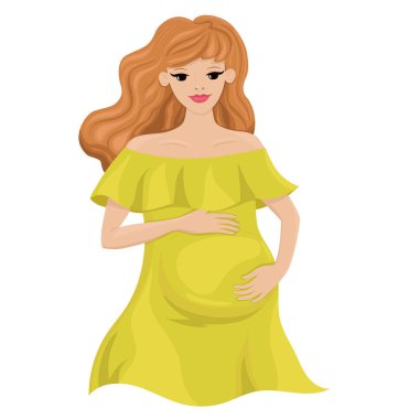 Hamile kadın beyaz bir arka plan üzerinde izole. Vektör grafikleri.