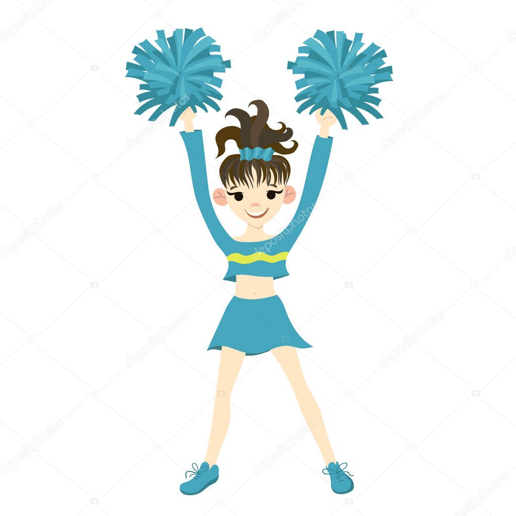 Cheerleader girl isolated on a white background. Vector graphics.