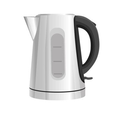 Elektrikli su ısıtıcısı. Beyaz arka planda izole edilmiş mutfak aletleri. Vektör grafikleri.