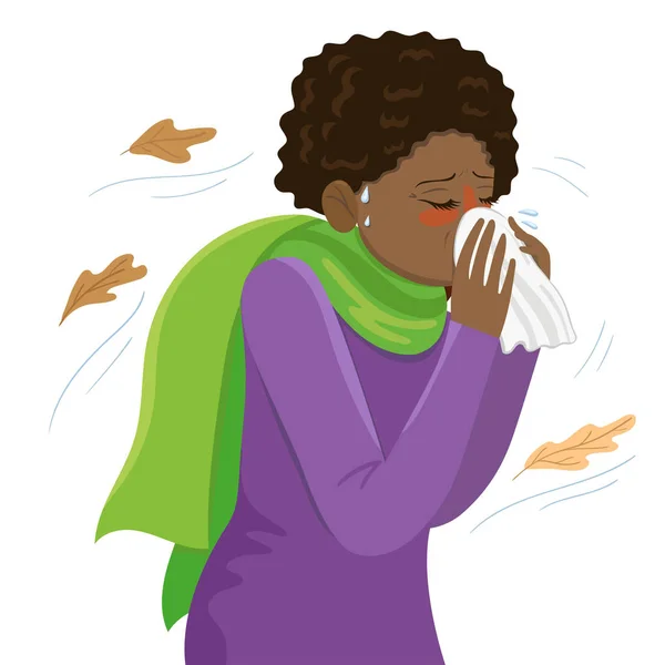 Cold girl. Season of colds. Vector graphics. — Stock Vector