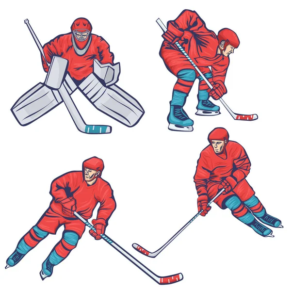 Hockeyspieler isoliert auf weißem Hintergrund. Vektorgrafik. — Stockvektor