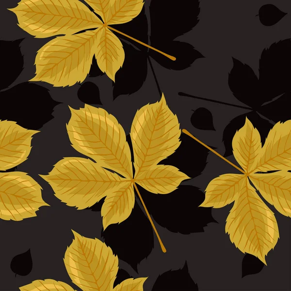 밤나무 잎이 있는 매끄러운 패턴. 벡터 그래픽. — 스톡 벡터