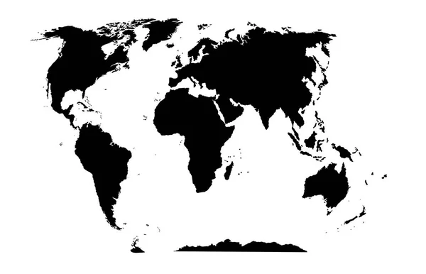 Wereld kaart zwart silhouet op een witte achtergrond. Vectorafbeeldingen. — Stockvector