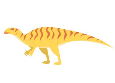 Karikatür tarzıi Iguanodon Beyaz bir arka plan üzerinde izole. Vektör grafikleri.
