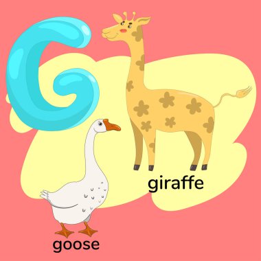 Çocukların alfabesinden g harfi. Vektör grafikleri.