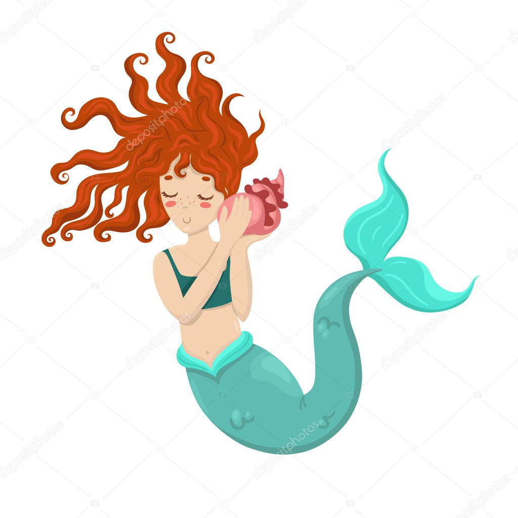 Mermaid with a sink. isolate on white background. vector