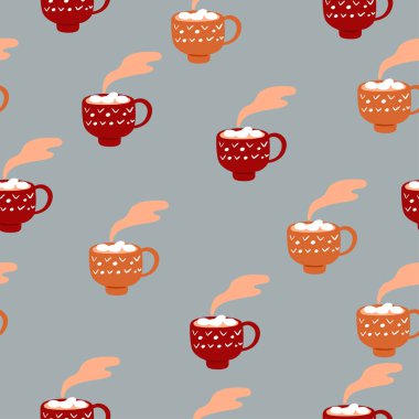 Sıcak kakao bardaklarıyla kusursuz desen