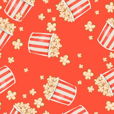 Kırmızı arka planda patlamış mısırlı pürüzsüz desen