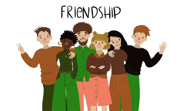 Friendship day. A group of people. Vector graphics. — Stock Vector
