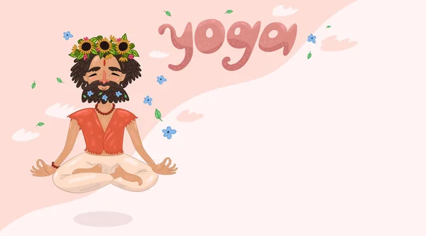 Yogi avec une couronne sur la tête. Bannière — Image vectorielle