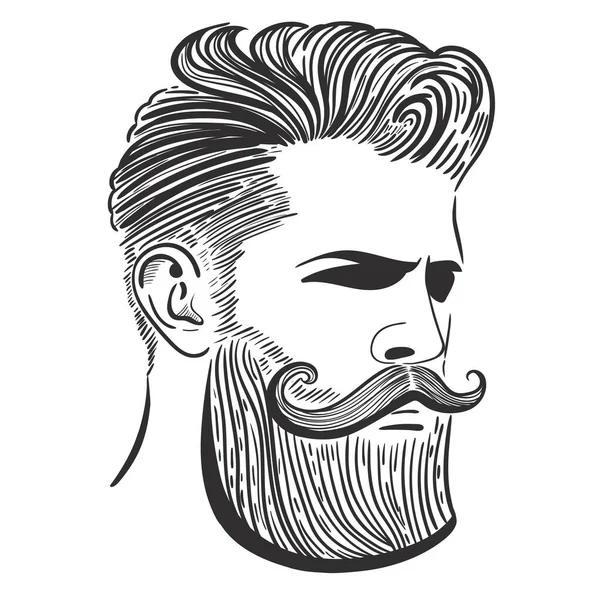 Portrait d'un homme avec une barbe et une coupe de cheveux — Image vectorielle