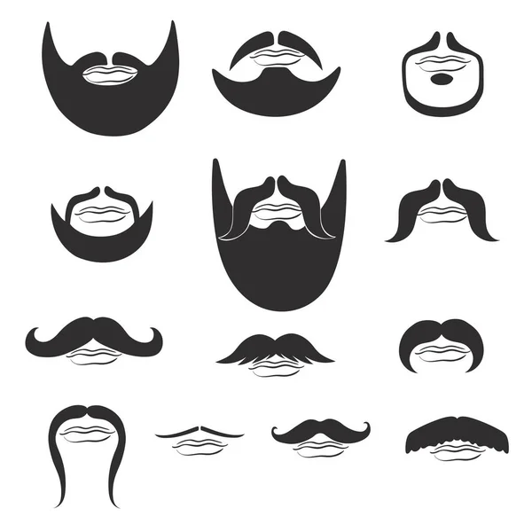 Collection d'icônes de moustache et barbe pour salon de coiffure en noir isolé sur fond blanc . — Image vectorielle