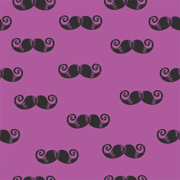 Nahtloses rosa Muster mit schwarzem Schnurrbart. Vektorgrafik für Stoff oder Packpapier. — Stockvektor