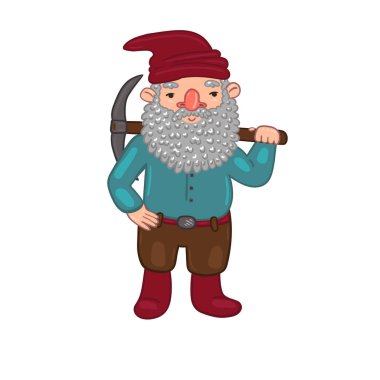 Beyaz arka planda izole edilmiş kazmalı bir leprikon. Vektör grafikleri.