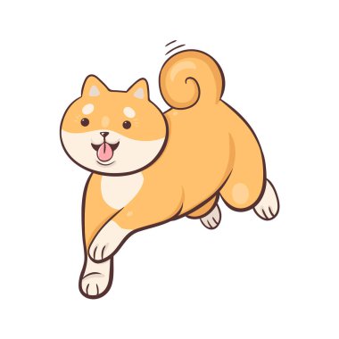 Shiba inu cinsi köpek beyaz arka planda izole edilmiş. Vektör resmi.