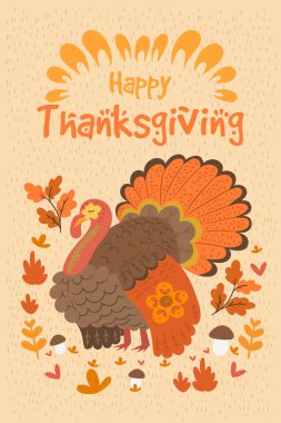 Sıcak renklerde hindili poster ve 