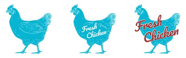 Tavuk tavuk taze, liste başkanı, yumurta izole logo, beyaz geri. Dükkan, çiftlik, kasap, kümes hayvanları için. Illüstrasyon. Etiket, işaret, amblem, sembol, maskot. Logo türleri kümesi. 