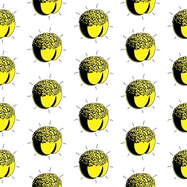 Beyin logosu vektör sorunsuz arka plan deseni, beyin fırtınası, beyin fırtınası, akıllı, fikir, yaratıcılık, yaratıcı fikir kavramı, vektör simgesi, sembol, etiket, işaret. akıllı akıllı kafa. Illüstrasyon.