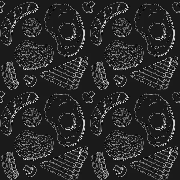 Векторна Ілюстрація Векторної Ілюстрації Повного Англійського Сніданку Ковбасою Яйцем Підсмажений — стоковий вектор