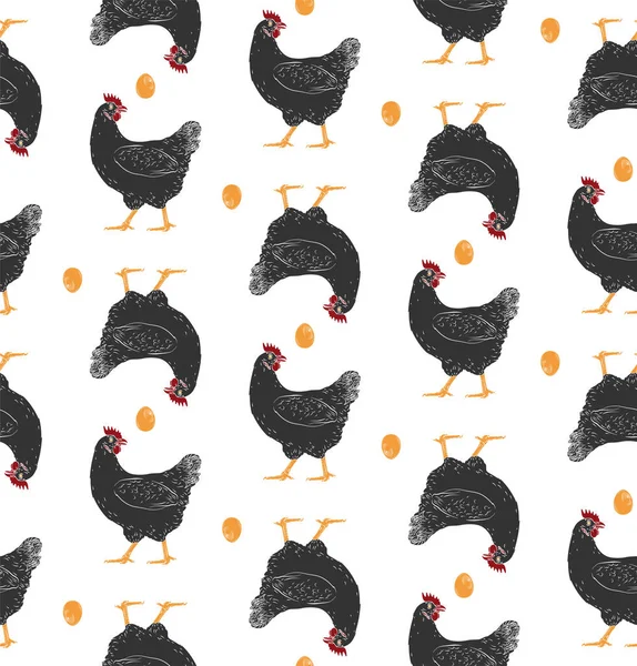 Chicken Egg Vector Pattern — Stock Vector