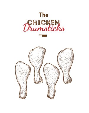 Tavuk drumsticks bacaklar çizim vektör illüstrasyon. 