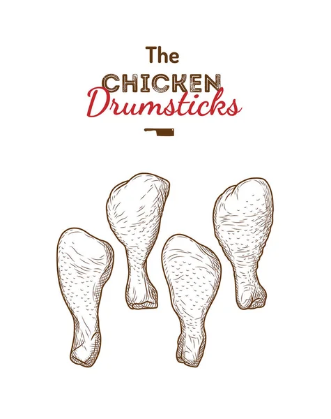 Tavuk drumsticks bacaklar çizim vektör illüstrasyon. 