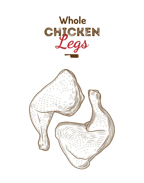 Whole chicken legs drawing illustration. — 스톡 사진