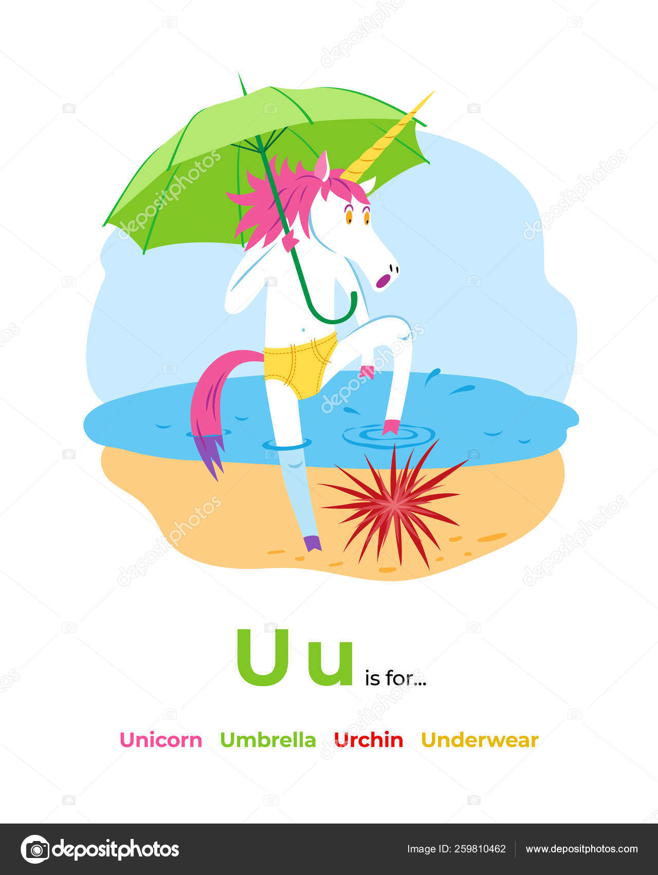 Alfabeto Inglés Dibujos Animados De Color Con Letra U Foto