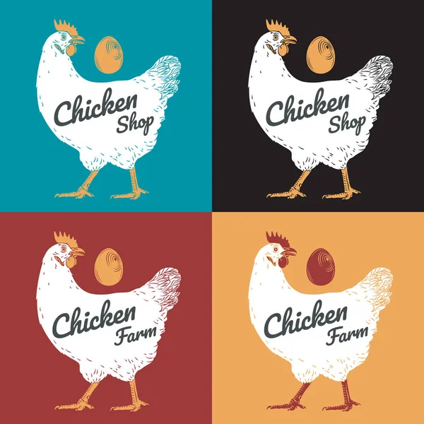 Chicken, hen, roster, egg seamless background texture. — Stock Photo, Image