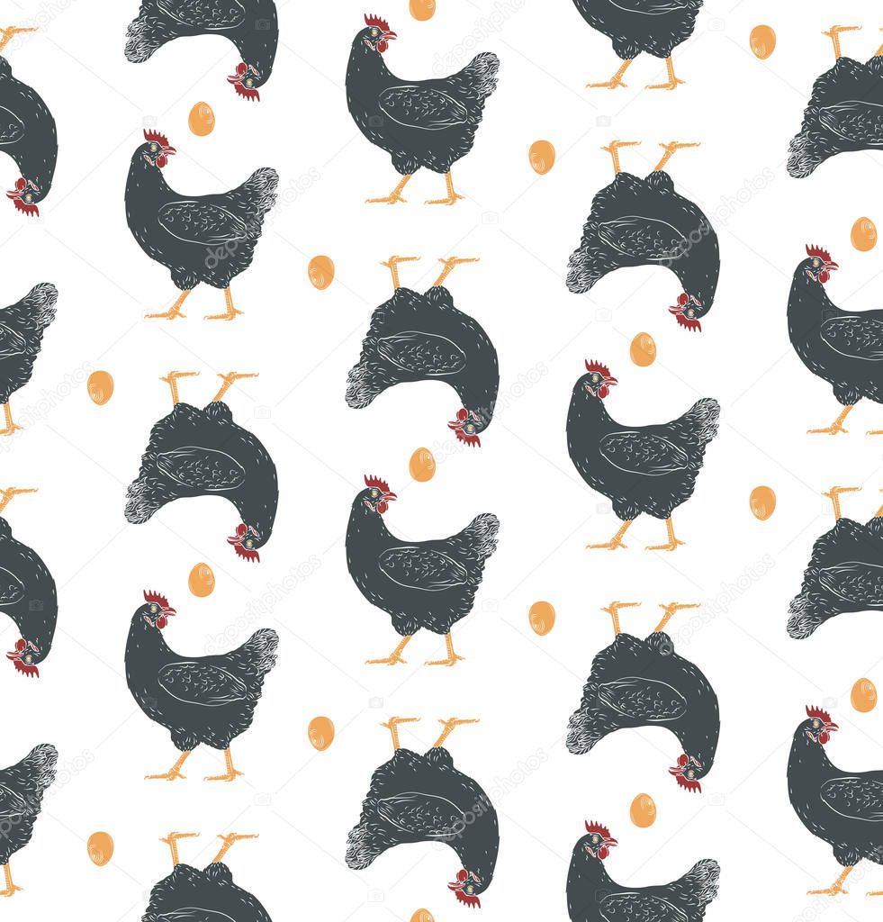 White back. For shop,  farm, butcher, poultry. Illustration. Label, sign, emblem, symbol, mascot.
