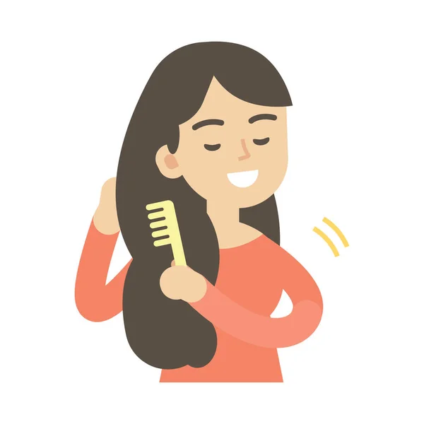 Young Woman Combing Hair Cute Vector Illustration Stock Vector Image by  ©Nooboonyen #202320736