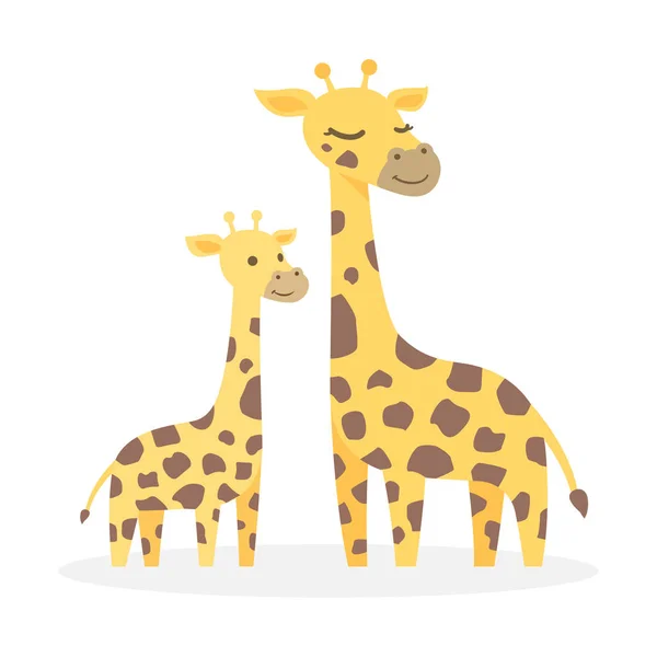 Two Giraffes Cute Cartoon Character Vector Illustration — Stock Vector