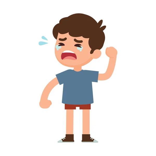 Cute Little Boy Crying Vector Illustration — Stock Vector